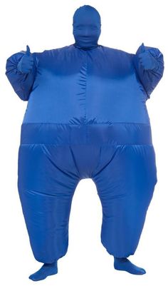 an inflatable blue sumo wrestler costume