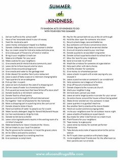 the summer kind of kindness checklist