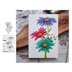 a card with some flowers on it