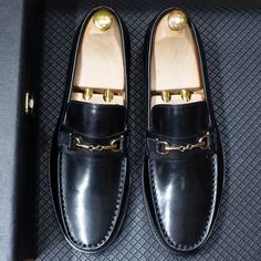 Sizes 6-13 Black Leather Sole Loafers For Semi-formal Occasions, Luxury Black Moccasins For Work, Black Slip-on Loafers For Semi-formal Occasions, Black Almond Toe Moccasins For Formal Occasions, Formal Black Almond Toe Moccasins, Black Almond Toe Moccasins For Semi-formal Occasions, Black Brogue Loafers For Semi-formal Occasions, Black Loafers With Brogue Detailing For Semi-formal Occasions, Black Brogue Detailing Loafers For Semi-formal Occasions