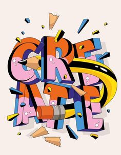 the word art is made up of colorful letters