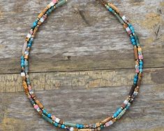 Miyuki Small Seed Beads Necklace Brown Multicolor Necklace - Etsy Sweden Coast Cowgirl, Collar Hippie, Beaded Boho Necklace, Stone Choker, Bead Necklaces, Necklace Ideas, Crystal Choker, Jewelry Making Ideas, Feather Necklaces