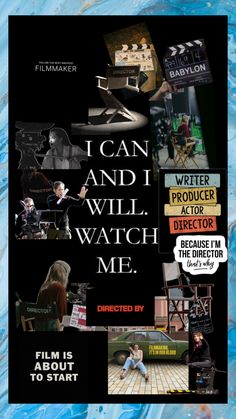 an advertisement for the film i can and i will watch me, with many different images