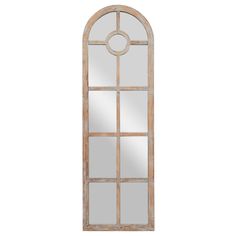 an arched window with mirrors on the sides and a mirror in the middle, against a white background