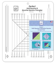 the half square and quarter squares pattern is shown in front of an image of scissors