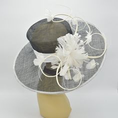 "✿*. About Shipping.*✿ All the hats will be shipped out from Rockville, MD 20854 via UPS GROUND (1-5 business days) or USPS Priority mail (2-4 business days) if their shipping fee is much the same. The overnight and other shipping service are also available. Please contact me first if you want it, I will check the price and delivery time for you. Pick up is available! If you are very urgent, please order your hats early and save money!Key Features: 100% Brand new Wide brim: Appr: 5.5~6.25\" The White High Crown Top Hat For Church, White High Crown Mini Hats For Church, Formal White Brimmed Mini Hat, White High Crown Adjustable Mini Hat, White Adjustable High Crown Mini Hat, White Cloche Top Hat For Parties, White Brimmed Top Hat For Party, White Cloche Mini Hat For Church, White Brimmed Mini Hat For Evening