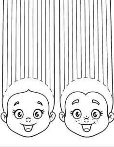 two children's faces are shown in black and white, with vertical lines on the sides