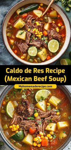 Caldo de Res, a traditional Mexican beef soup, is hearty and loaded with vegetables, tender beef, and warm flavors. Ingredients: 1 lb beef shank, bone-in 4 cups beef broth 1 cup potatoes, diced 1 cup carrots, sliced Enjoy this Caldo de Res for an authentic Mexican soup experience. Great for cold days or comforting meals Beefy Mexican Rice Soup, Mexican Oxtail Soup Caldo De Res, Caldo Soup Mexican, Beef Caldo Recipe, Soup Bones Beef Recipe, Cold Day Meals, Beef Soup Bone Recipes, Beef Caldo, Mexican Soup Recipes Authentic