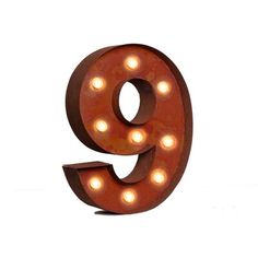 the number nine light up with lights on it's sides and an eight in the middle