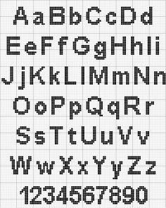 a cross stitch alphabet pattern with letters and numbers on the bottom, in black and white