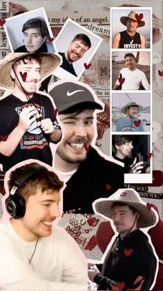 a collage of people with hats and headphones