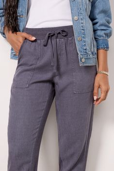 Crafted in a lightweight blend of lyocell and linen, these Splendid joggers are a staple for summer weekends. These wear-everywhere pants feature an elastic tie waistband, patch pockets, and a tapered leg with side trim and knit cuffs. | SPLENDID Women's Lakeside Jogger Pants, Size XL, Blue Fall Closet, Brand Style Guide, Fashion 101, Fall Shopping, Tee Dress, Knit Cuff, Work Fashion, Fashion Flats, Fall Trends