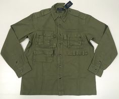 Polo Ralph Lauren Military Army Herringbone Utility Fishing Hunting Shirt Jacket | eBay Long Sleeve Shirt With Patch Pockets For Outdoor, Collared Top With Flap Pockets For Outdoor, Khaki Long Sleeve Tops With Cargo Pockets, Utility Style Outdoor Top With Flap Pockets, Utility Outdoor Shirt With Flap Pockets, Utility Shirt With Flap Pockets For Outdoor, Utility Long Sleeve Outdoor Tops, Outdoor Utility Shacket With Long Sleeves, Casual Hunting Utility Jacket With Patch Pockets