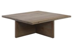 a square wooden table sitting on top of a white background