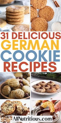 the cover of 31 delicious german cookie recipes, including cookies and other desserts with text overlay