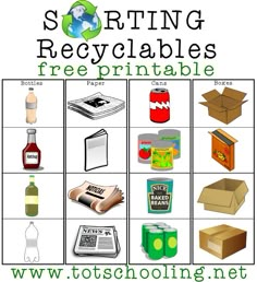 sorting recyclables free printable worksheet