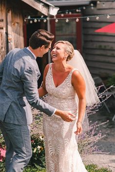 Planning an outdoor wedding at SS Farm and Brewery? Get inspired by Claire and Mike's beautiful farmhouse and vintage vibe reception under a spacious tent! 

SS Farm Wedding Ceremony, NY | Brewery Wedding Venue | Bride & Groom First Look Farm Wedding Ceremony, Groom First Look, Beautiful Farmhouse, First Look