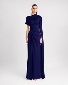 Gemy Maalouf | Evening Dresses | Asymmetrical Neckline Draped Dress