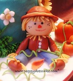 Scarecrow Cake, Halloween Fondant, Fondant People, Fondant Creations, Fondant Ideas, Polymer Clay Halloween, Modelling Chocolate