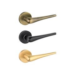 three different styles of door handles and knobs