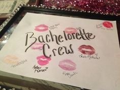 a piece of paper that has some writing on it with different types of lipstick and the words bachelor crew