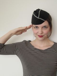 Vintage Sewing Pattern WWII Era Flight Cap Military by Mrsdepew Military Hat Pattern, Pinup Costume, Fabric Hats, Garrison Cap, Funky Hats, Cap Patterns, Military Hat, Millinery Hats, Military Outfit