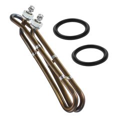 two different types of exhaust hoses with black rubber o - rings on white background