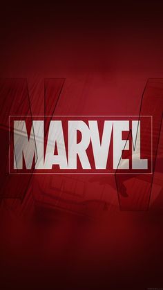 the word marvel written in white letters on a red background