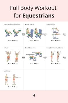 the full body workout for equiestrains is shown in three different positions