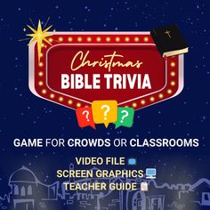 the christmas bible trivia game for crowds or classrooms is shown in this screenshot