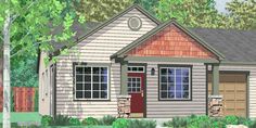 this is a colored rendering of a small house