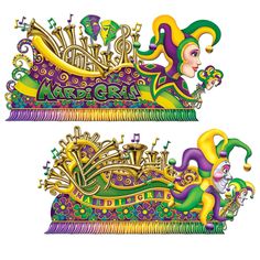 two colorful mardi gras decorations on top of each other