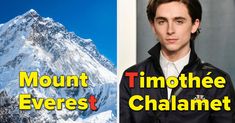 a man standing in front of a mountain with the caption'timothee chalamet '