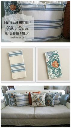 how to make removable pillows out of cloth napkins - diy projects for home decor