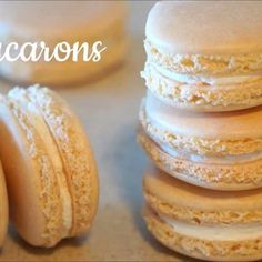 a stack of macaroons sitting next to each other