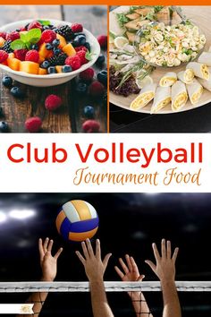 the cover of club volleyball tournament food, with hands reaching up to catch a ball