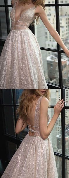 File b778dcd915 large Bride Dress Backless, Sparkly Ball Gown, Silver Prom Dress, Champagne Prom Dress, Backless Evening Dress, Prom Dresses 2018, Prom Dresses 2017, V Neck Prom Dresses, Backless Prom Dresses