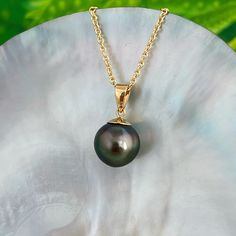 Genuine Flawless Vibrant and Lustrous Peacock Tahitian Pearl pendant set on a solid 18k gold bail . Simple , timeless and elegant. You can never go wrong with a simple Tahitian Pearl Pendant . Everyone should own one !  ✨You will get the exact pendant pictured .  ✨We offer a FREE 14k gold filled chain with your purchase ! Please specify your desired length .  I T E M . D E T A I L S ✨Tahitian pearl : Size : 10.9mm  Shape :  Near Round  Color : Perfect mix of green and pink hues .  As seen in pictures.  Quality : A or AAA+  Surface :Flawless with very clean and smooth surface .  Luster : Excellent.  ✨All of our pearls are hand picked directly from local farmers in Tahiti. We personally fly to Tahiti and hand pick each pearl . They are all certified and authenticated  by the local government Pearl Pendant Set, Tahitian Pearls Jewelry, Tahitian Pearl Pendant, Tahitian Pearl Necklace, Tahitian Pearls, Green And Pink, Pearl Size, Gold Filled Jewelry, Gold Filled Chain