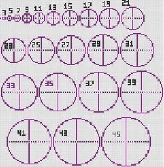 a cross stitch pattern with numbers and circles