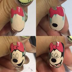 Nail Art Techniques, Painted Nail Art, Mickey Y Minnie, Nails Polish