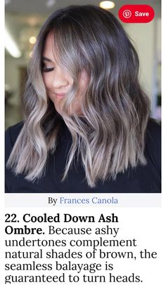 Ash Brown Hair With Money Piece Short, Ashy Dark Brown Hair Balayage Short, Money Piece Ash Blonde, Dark Ashy Balayage, Dark Ash Brown With Money Piece, Ash Brown Root Melt, Balayage Hair Short Bob, Partial Balayage Ash Brown, Hiding Gray Hair Brunette