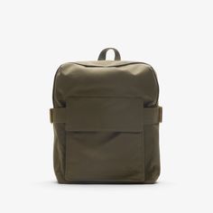 Trench Backpack in Military - Men | Burberry® Official Khaki Travel Backpack With Zipper Pocket, Khaki Backpack With Zipper Pocket For Travel, Khaki Backpack With Adjustable Strap, Rectangular Workwear Backpack With Zipper Closure, Rectangular Backpack With Zipper Closure For Work, Trench Coat Burberry, Knight Design, Burberry Trench, Dark Olive Green