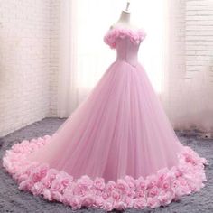 Pink Off the Shoulder Prom Dresses,Flowers Tulle Ball Gown,Quinceanera Dresses,Pink Wedding Dresses,,SF0256 on Storenvy Pink Rose Wedding Dress, Rose Wedding Dress, Flower Prom Dress, Quinceanera Dresses Pink, Pink Ball Gown, 파티 드레스, Pink Wedding Dresses, Princess Ball Gowns, Tulle Ball Gown