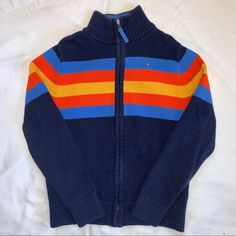 -Looks Brand New! -Bright And Colorful! -Great For Winter! Casual Blue Tommy Hilfiger Outerwear, Tommy Hilfiger Long Sleeve Outerwear For Cold Weather, Tommy Hilfiger Blue Winter Tops, Tommy Hilfiger Long Sleeve Winter Outerwear, Sporty Blue Tommy Hilfiger Outerwear, Zip Up Sweater, Kids Jacket, Zip Ups, Tommy Hilfiger