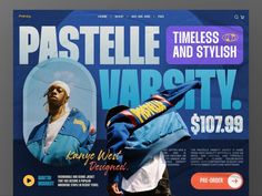 an advertisement for pastelle and stylish's new clothing line, varsity