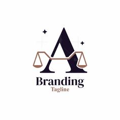 the logo for branding tagline, which is designed to look like a balance scale