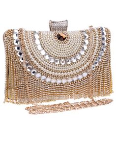 Wedding Clutched for women with Diamonds beaded Rhinestones Processing Time 3 Business Days Hasp Closure Type Comes with the detachable chain Zipper Pocket Inside Size of the clutch is 20*12.5*6CM Weight is approx. 360G Available in Gold, Blue, Red, Black and Silver Color Rhinestone Handbags, Studded Clutch, Messenger Purse, Rhinestone Clutch, Crystal Clutch, Clutch Purse Evening, Leather Handbags Women, Evening Handbag, Tassel Bag