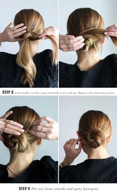 Bun For Long Hair Tutorial, Super Easy Hairstyles, Low Bun Hairstyles, Easy Bun Hairstyles, Dry Shampoo Hairstyles, Hair Bun Tutorial, Bun Tutorial