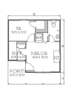 the floor plan for a small house with two bedroom and an attached bathroom, which is also