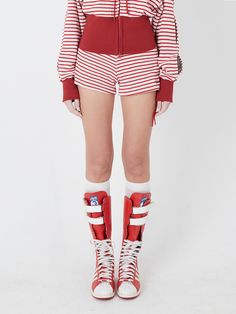 Composition : (Shell1) 100% CottonColor : RED STRIPECountry of Origin : Republic of Korea Fold Over Shorts, Red Space, Red Stripe, Knit Shorts, Gyaru, Fashion Sewing, Striped Knit, Soul Food, Cosmopolitan